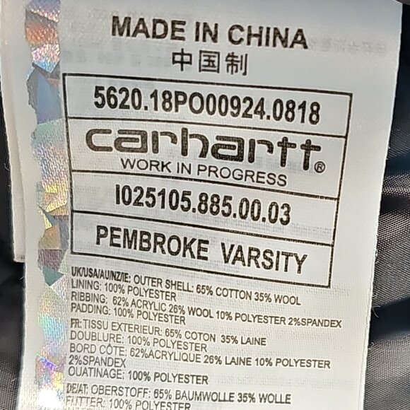 ✨ Carhartt WIP Pembroke Varsity Jacket – Embroidered Wool Letterman – Size XL ✨ - Picture 8 of 11